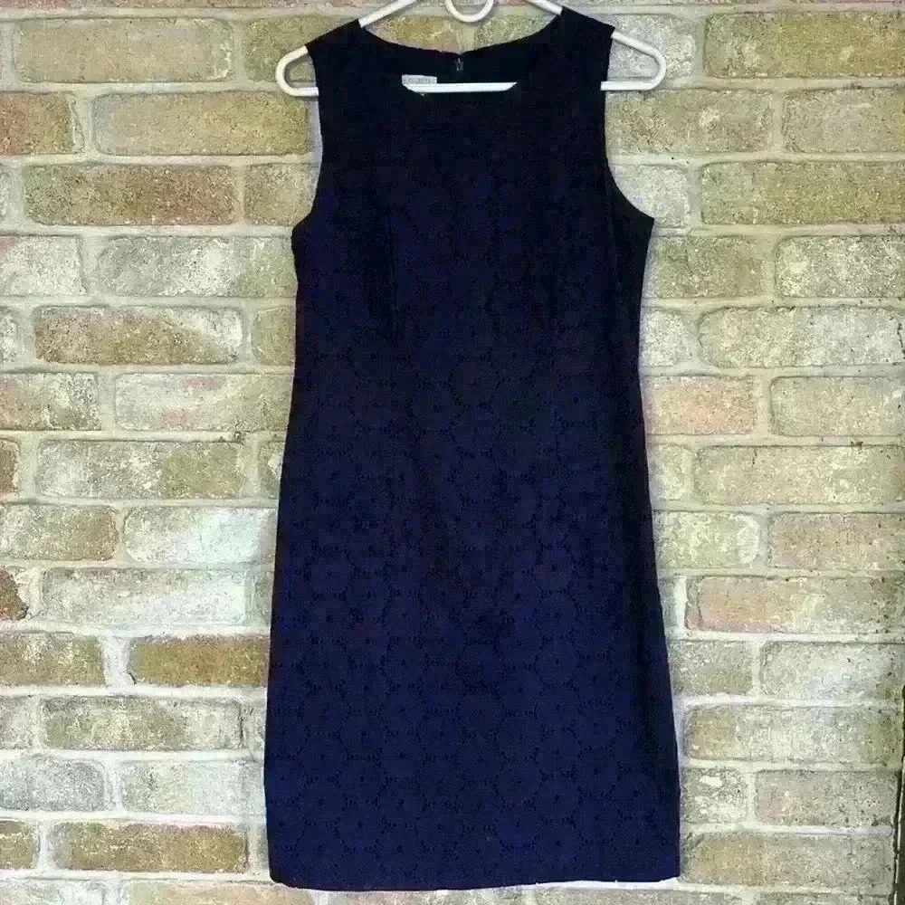 Talbots Navy Lace Crew Neck Sleeveless Sheath Dress Size 8